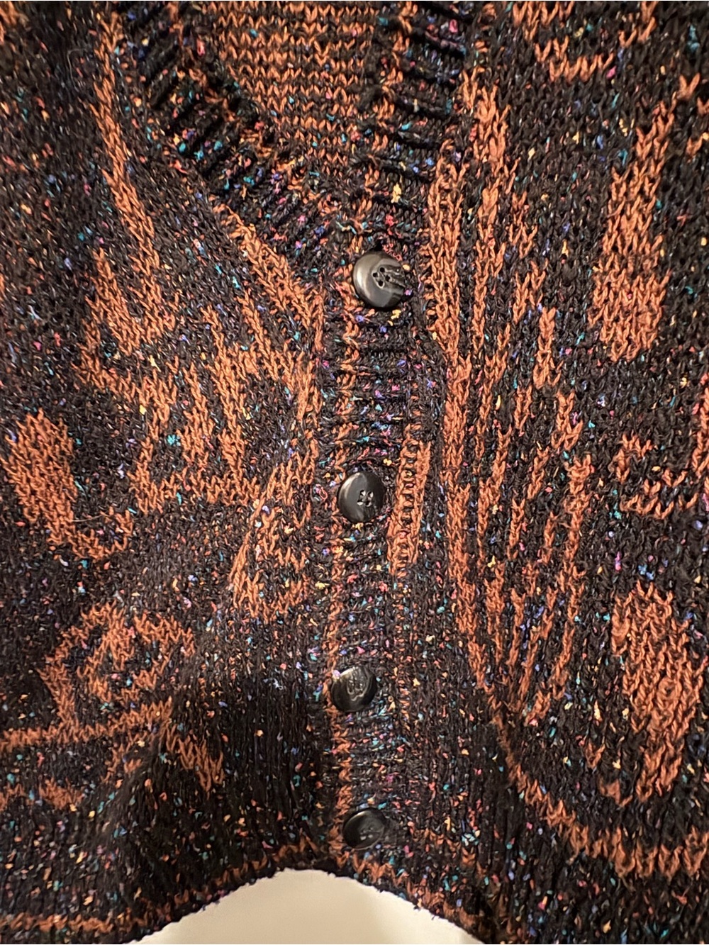 Vintage Chunky Knit Tony Lambert Unique Cardigan Sweater confetti whale medium - Picture 3 of 5